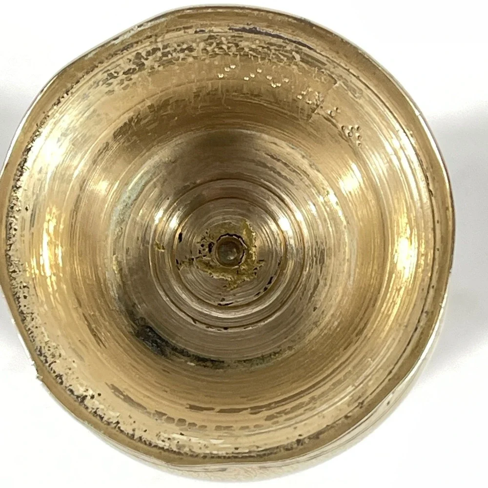 Vintage Solid Brass Bud Vase‎ Flared Rim Pedestal Base Gold Tone 5.5 Inch